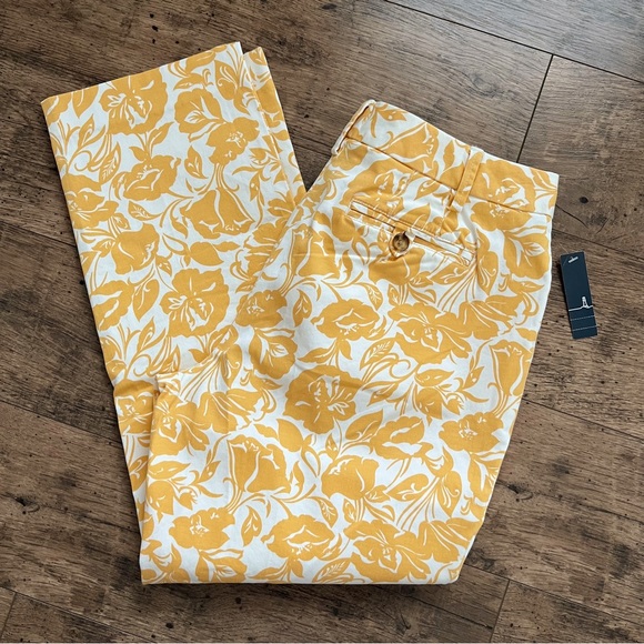 Lands End Mid Rise Straight Leg Crop Chino Pant Golden Sunflower Floral Size 6 - Picture 3 of 15